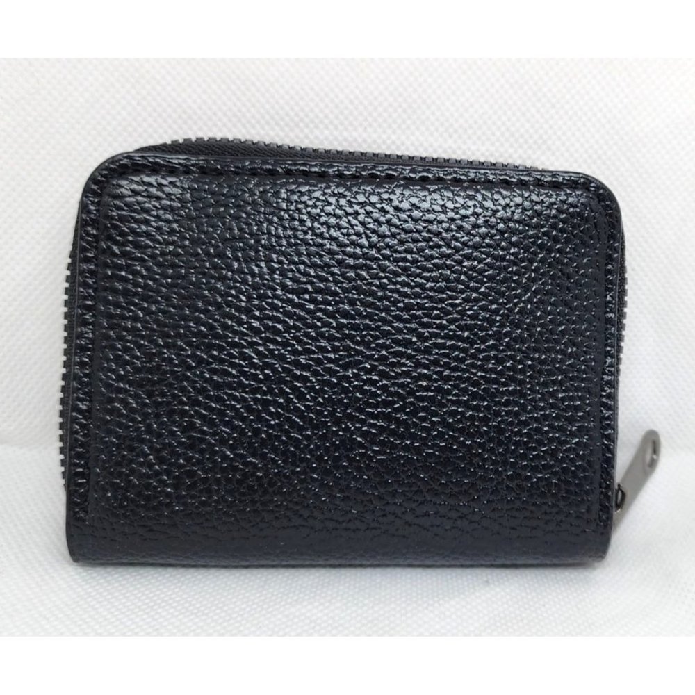 Black Simple Large Zipper Card Holder Wallet